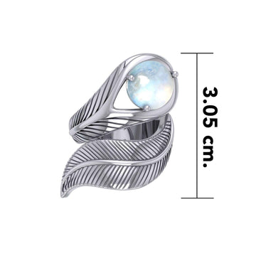 Stone Feather Silver Ring TRI2291 - Jewelry